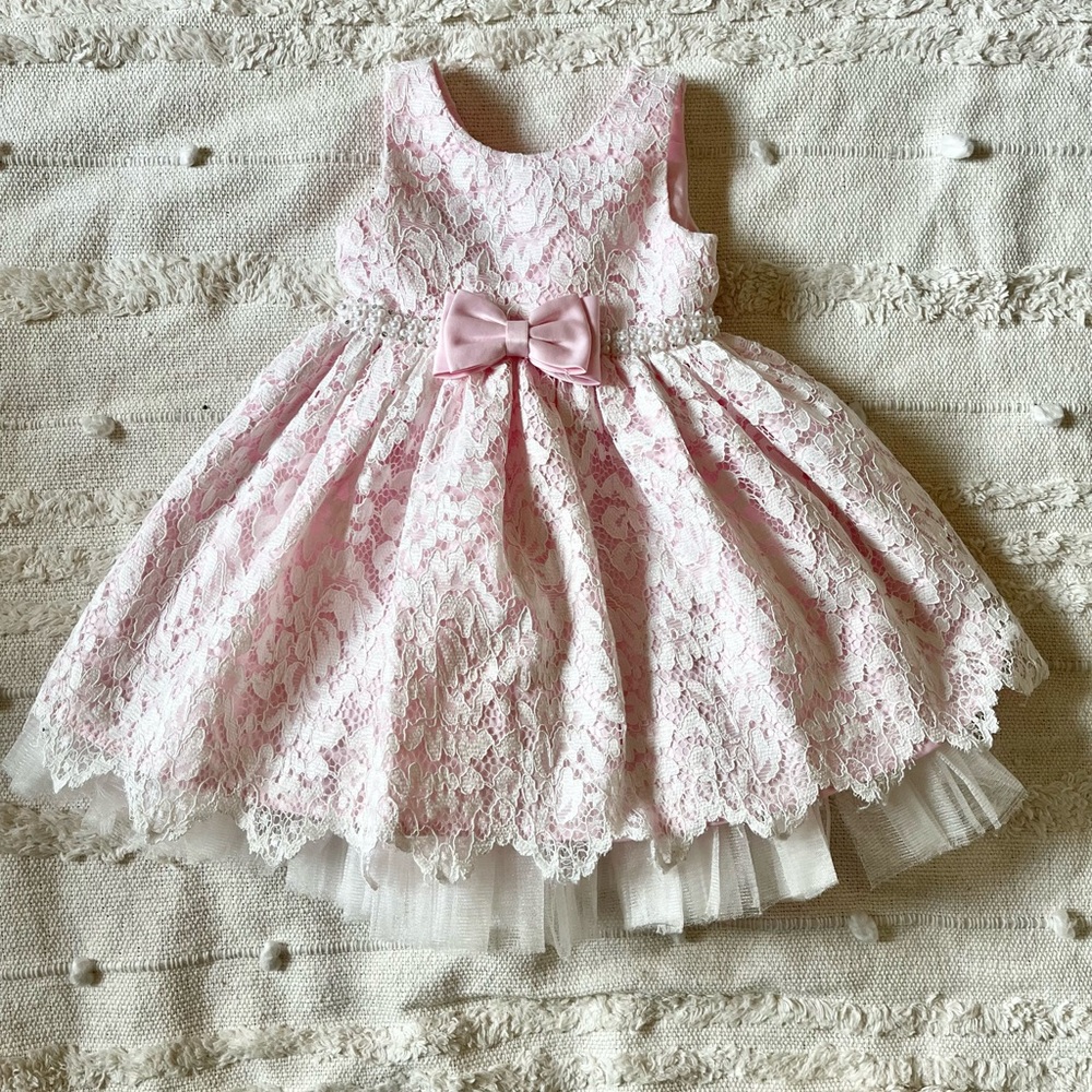 American Princess Pink and White Lace Dress size 2T